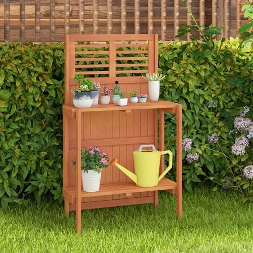 Giantex Folding Potting Bench, 2-Tier Gardening Workstation w/Storage Shelves...