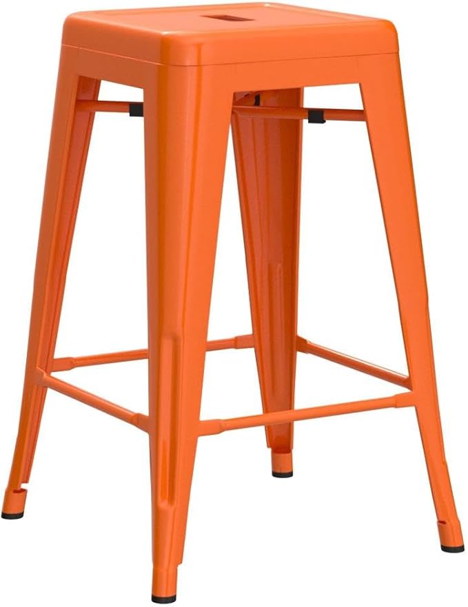 FDW Metal Bar Stools Set of 4 Counter Height Bar Stools 24 Inches Industrial ...