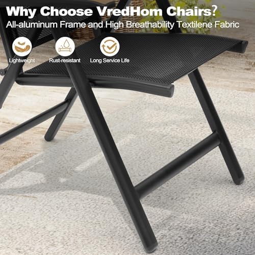 Folding Patio Chairs Set of 2, Aluminum High Back Outdoor Recliners