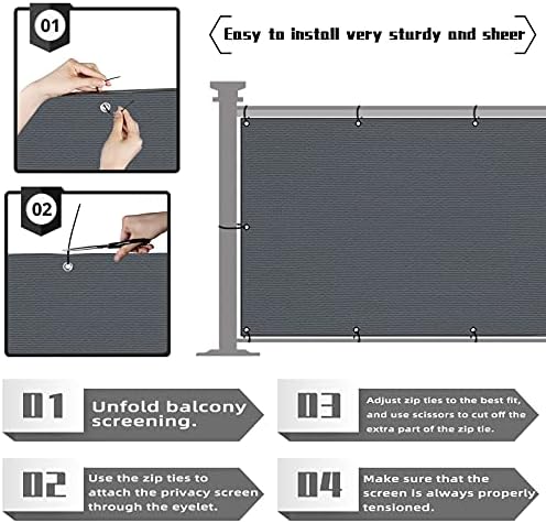 3'x20'Balcony Privacy Screen Cover Fence Cover UV Protection Weatherp...