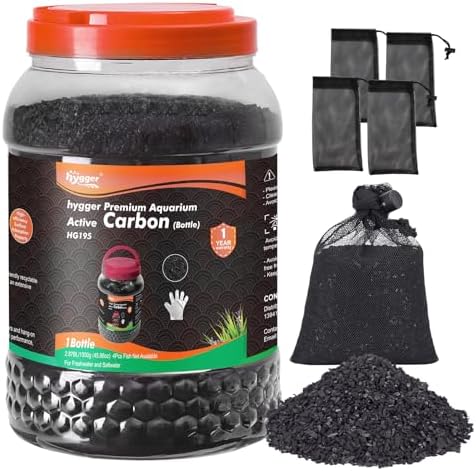 hygger Aquarium Activated Carbon, Premium Natural Coconut Shell Activated Cha...