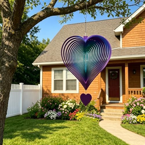 DJUAN 15in Large Heart Wind Spinner Garden Decor,Gifts for Women,Mom and Gran...