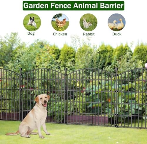 10 Panel No Dig Decorative Garden Fence 32" H x 23.6'L Outdoor Dog B...