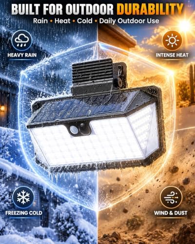 LUHLEE 470 LED Clip On Solar Light Outdoor, Motion Sensor Lights for Fence