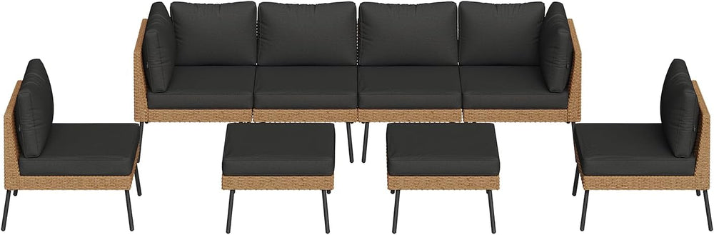 Aoxun 8 Piece Patio Furniture Set, 8 Seats Outdoor Sectional Sofas with 4&quo...
