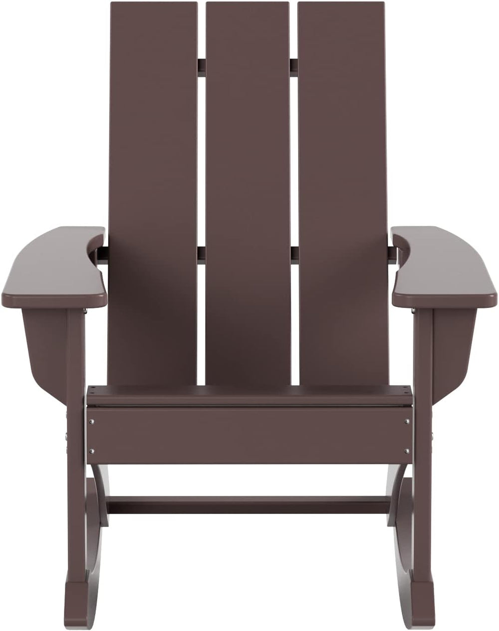 WO Home Furniture Modern HDPE Outdoor Adirondack Rocking Chair, Dark Brown
