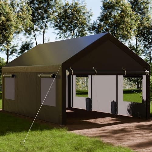 Shintenchi 12x20 FT Heavy-Duty Design Carport,Portable Garage Canopy,Carport ...