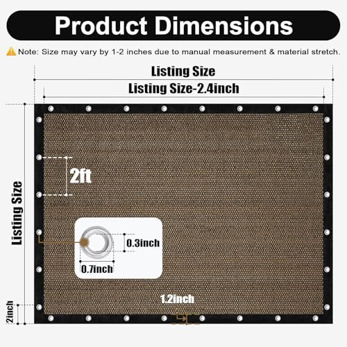 Artpuch 90% Sun Shade Cloth, 12 x 16 FT Pergola Shade Cover Canopy with Gromm...