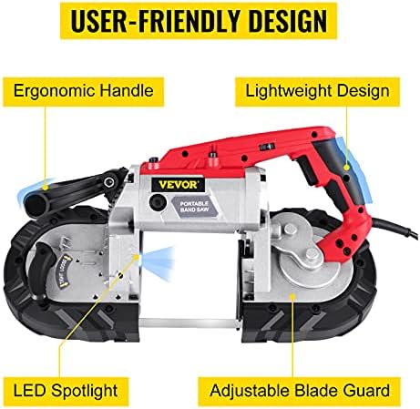 VEVOR Portable Band Saw, 5Inch Cutting Capacity Corded BandSaw, Variable Spee...