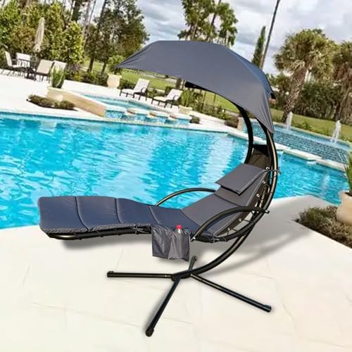 Outdoor Hanging Lounge Chair Cushion with Umbrella – High-Resilience Sponge, ...
