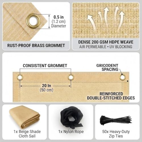 90% Sun Shade Cloth 10x30FT Heavy Duty Shade Cover Grommets