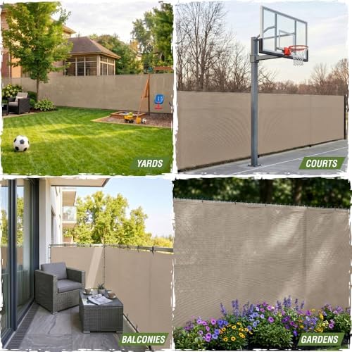 RUGGED RHINO Fence Privacy Screen 180 GSM Heavy Duty Mesh, 6x20 FT Beige