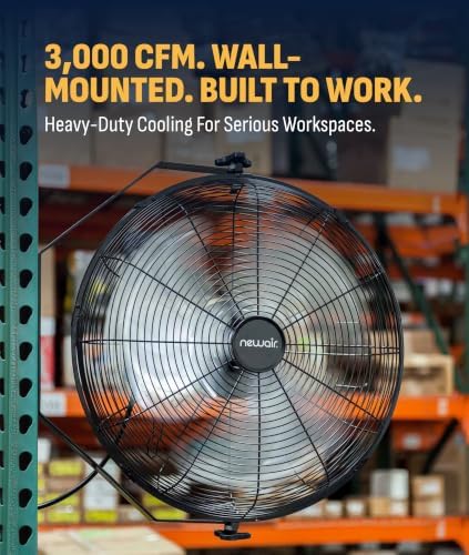 NewAir 18" Wall Mount Fan, Heavy Duty Industrial Shop and Garage Fan
