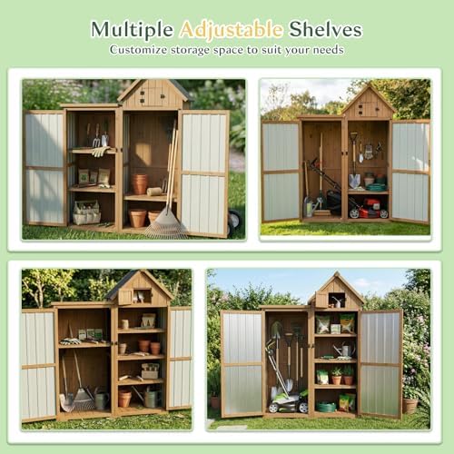 Outdoor Storage Cabinet Weatherproof with 3 Adjustable Shelves, 66'' ...