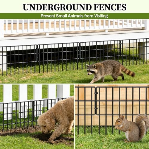 17in (H) x 27ft (L) Garden Fence Animal Barrier, 25 Panels Decorative Garden ...
