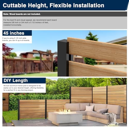 45" Aluminium Privacy Fence Line Post, 4 Pack