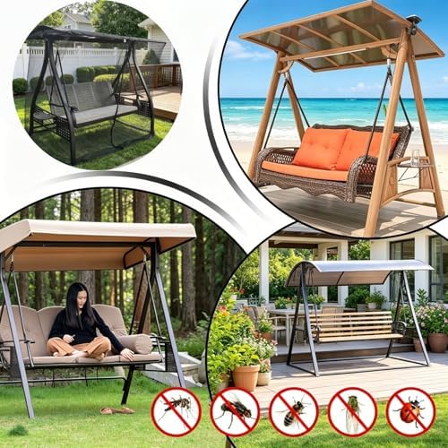 6.7X6.7X4.1FT Outdoor Mosquito Netting for Swing/Patio, Three-Person Large Si...