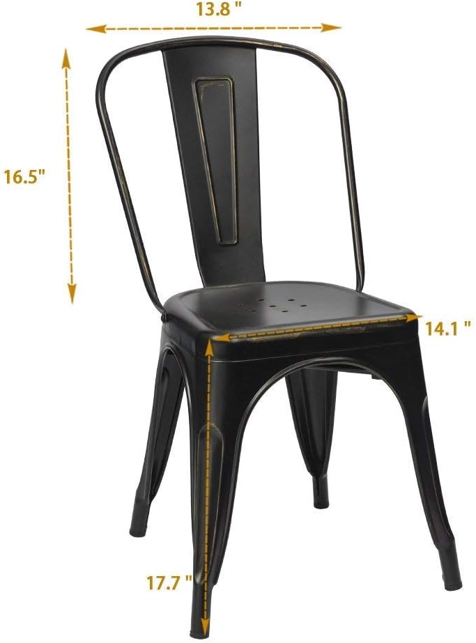 Furmax Metal Dining Chair Indoor Outdoor Use Stackable Chic Side Classic Trat...
