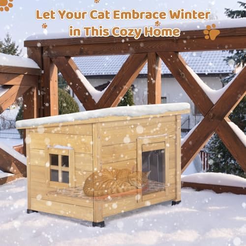 Agitree Outdoor Wooden Pet House, Weatherproof Winter Shelter for рuррy and S...