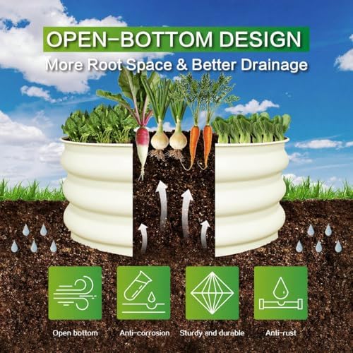 GARDMAX 2 Pack 2x2x1FT Galvanized Round Raised Garden Bed Kit, Metal Planter ...