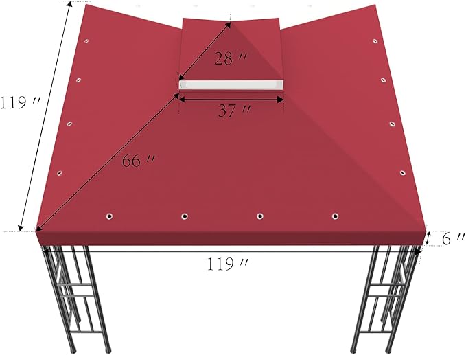 Sumfaller 10x10 FT Gazebo Replacement Canopy Top Cover Double Tiered Canopy T...