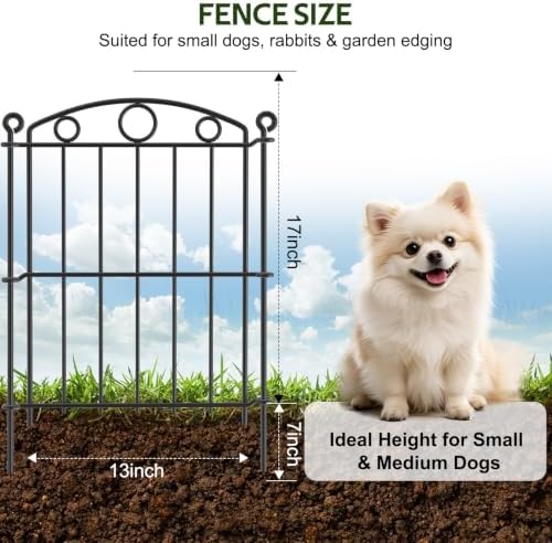 Decorative Garden Fence 17in x 30ft, 30 Panels No Dig Fence, Metal Fencing