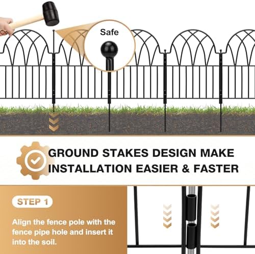 25 Pack Decorative Garden Fence Panels - 26.41Ft Arched Landscape Border with...