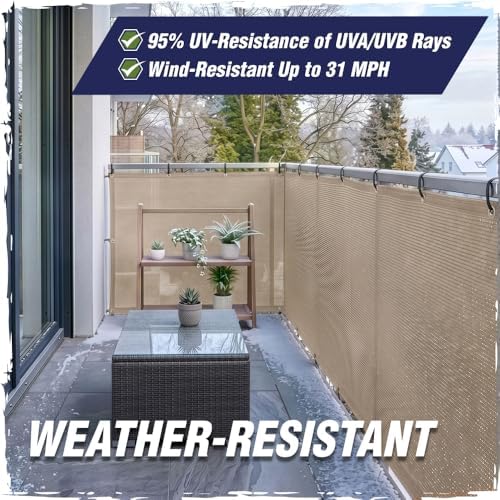RUGGED RHINO Fence Privacy Screen 180 GSM Heavy Duty Mesh, 6x20 FT Beige