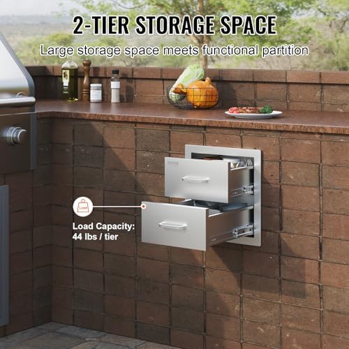 VEVOR Outdoor Kitchen Drawers 14"W x 14.3"H x 23"D Stainless S...