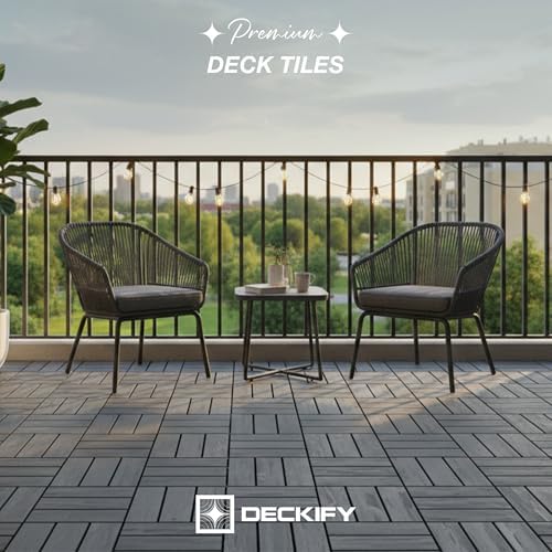 Acacia Interlocking Deck Tiles Outdoor Waterproof All Weather Gray Crossed
