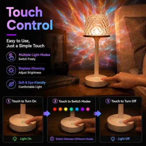 2-Pack Shower Lamp Waterproof Ocean Wave Projection Outdoor Table Lamps