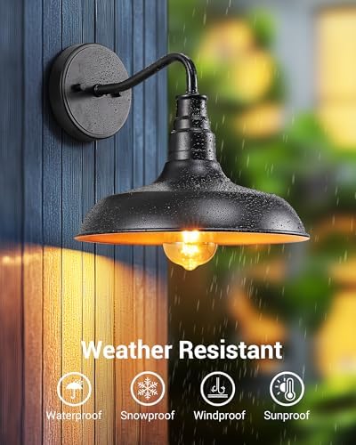 DEWENWILS 2 Pack Gooseneck Barn Outdoor Wall Light, Farmhouse Porch Light