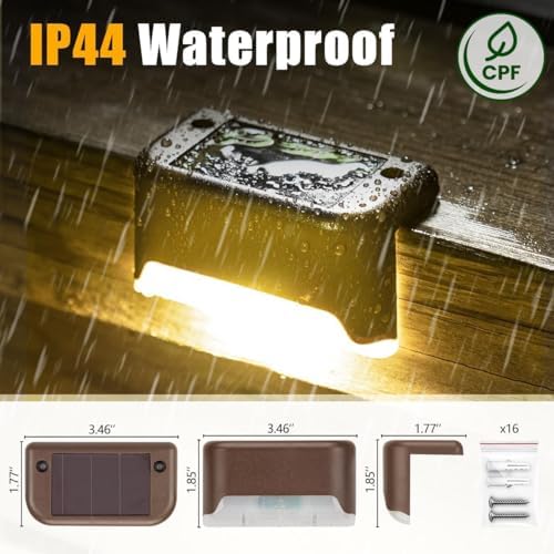 SOLPEX Solar Deck Lights Outdoor 24 Pack,Step Light Waterproof,Warm White
