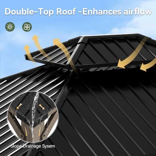 Aoxun 12x16 FT Heavy Duty Cedar Wood Carport, Double Galvanized Steel Roof