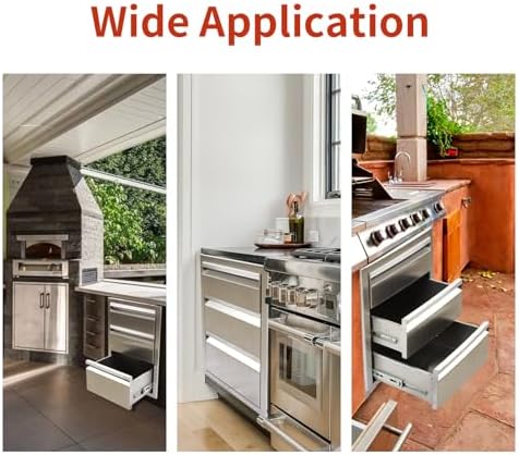Outdoor Kitchen Drawers 14" W x 21" H x 23" D Triple BBQ Drawe...