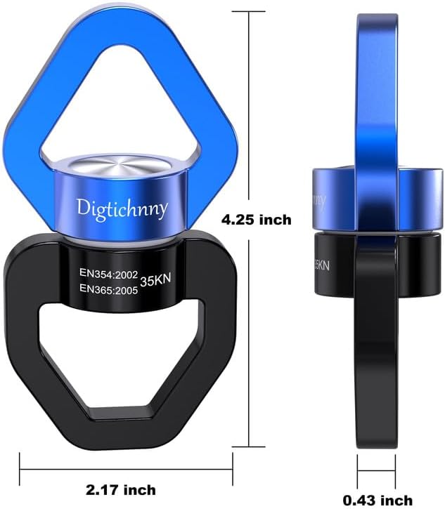 35KN Swing Swivel with Swivel Carabiner, Black Blue, 2 Pack