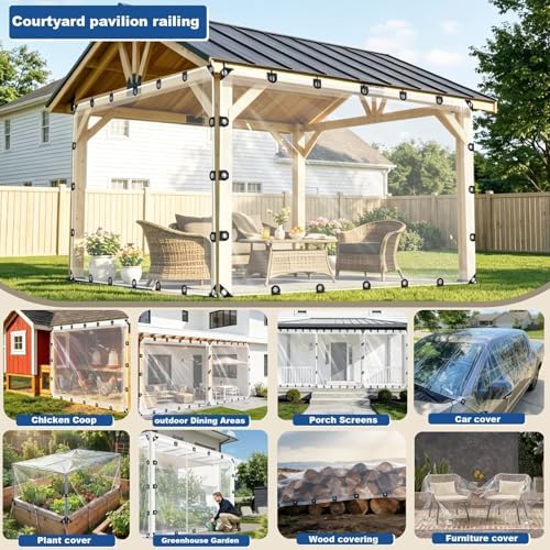 Clear Tarps Heavy Duty Waterproof - 8x10ft Clear Plastic Tarp with Grommets T...