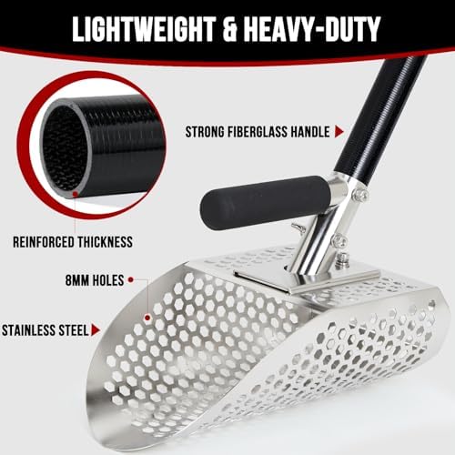 Sand Scoop for Metal Detecting, Metal Detector Scoop with Long Fiberglass Han...