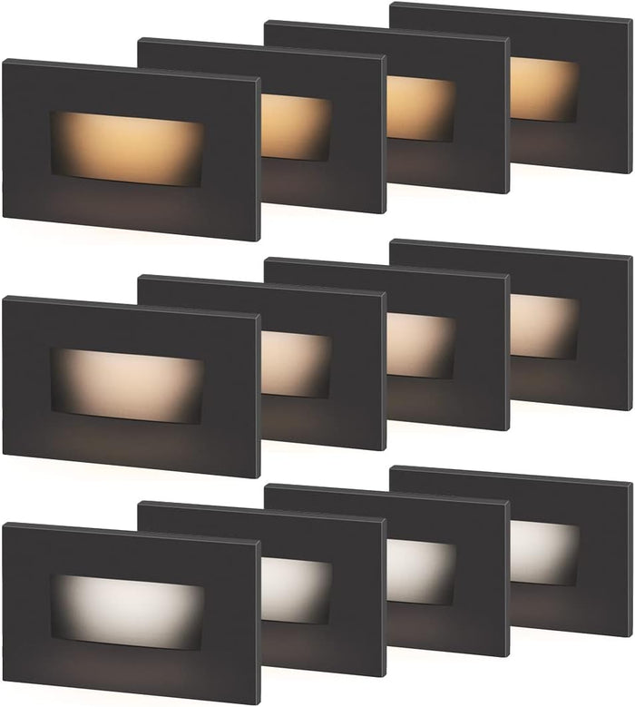kadision 12V-24V AC/DC Low-Voltage LED Step Lights, 3CCT, 12-Pack