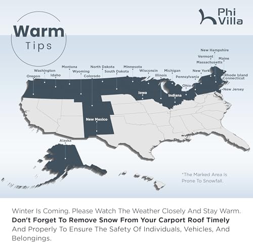 PHI VILLA 10x20ft Carport Metal Heavy Duty Carports Car Shelter
