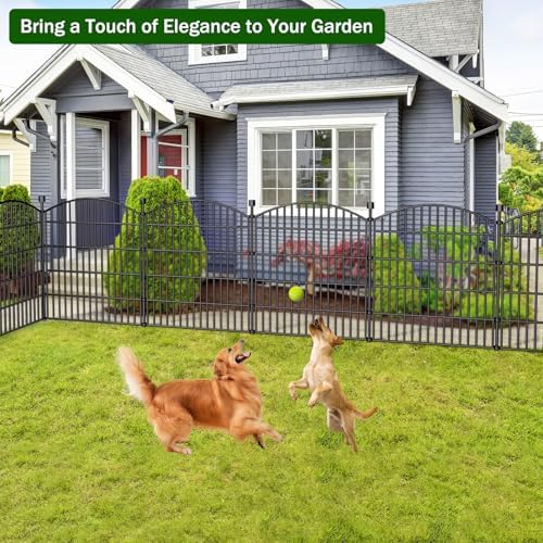 10 Panel No Dig Decorative Garden Fence 32" H x 23.6'L Outdoor Dog B...