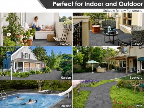 PrimeZone 36 PCS Plastic Interlocking Patio Deck Tiles Outdoor All Weather