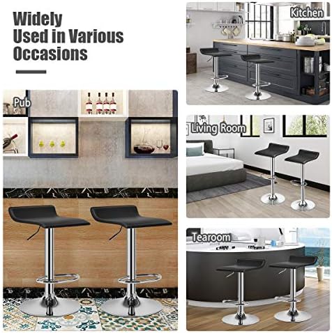 COSTWAY Set Swivel Bar Stools Adjustable Contemporary Modern Design Chrome Hy...