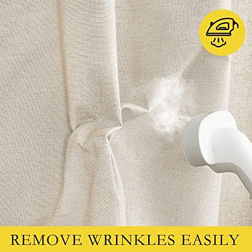 NICETOWN 100% Absolutely Blackout Linen Curtains with Thermal Insulated White...