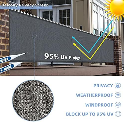 3'x20'Balcony Privacy Screen Cover Fence Cover UV Protection Weatherp...