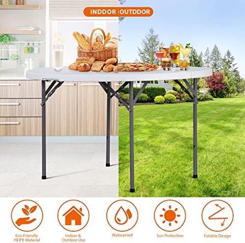 ZenStyle Folding Table, Indoor Outdoor Portable Plastic Dining Card Table Uti...