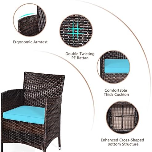 KOTEK 3 Piece Patio Furniture Set, Blue