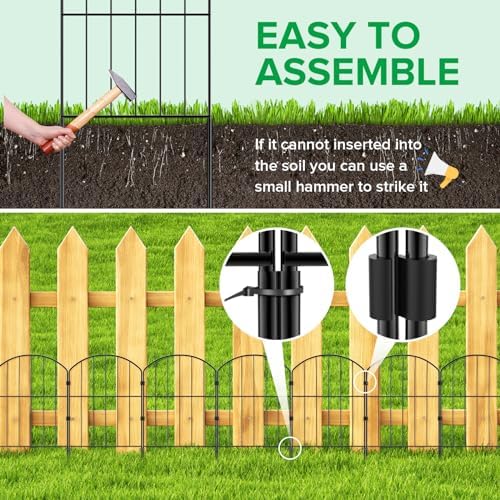 VANCASTLE Decorative Garden Fence Outdoor, 20ft (L) x 24in (H), 19 Panels