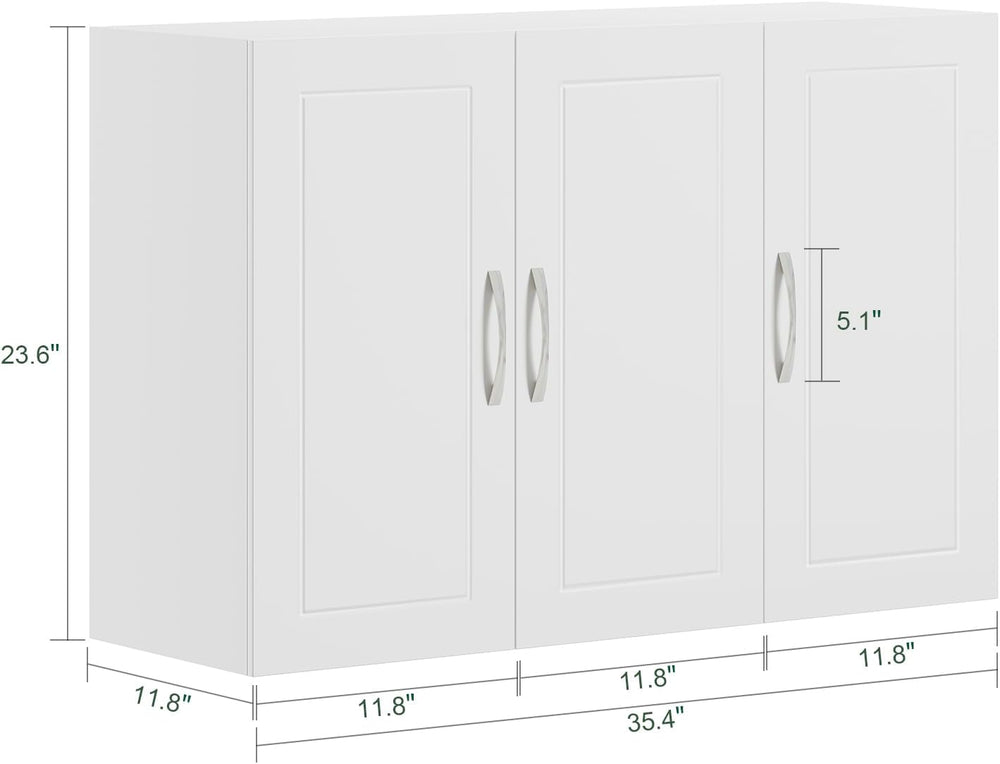 SoBuy Bathroom Wall Cabinet, Large 3-Door, 23.6 x 11.8 x 35.4 in, White