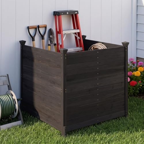 Giantex 3 Panels Wooden Privacy Fence with Stakes, 47" W x 45.5" H,...